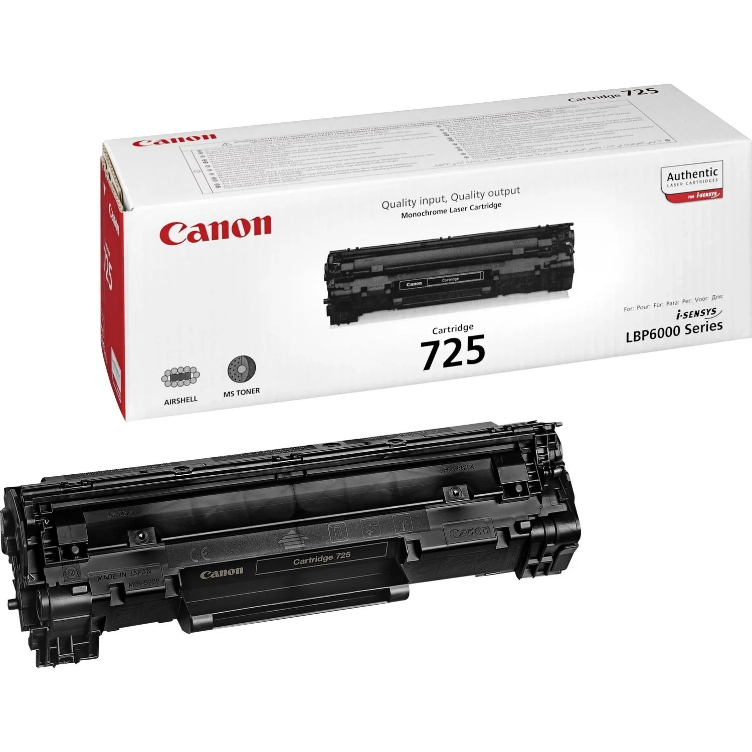 Genuine Canon 3484B002AA 725 Black Toner Cartridge (1,600 Pages) for Canon i-SENSYS MF3010, LBP 6000, LBP 6020, LBP6030 Printers - eBuy UAE